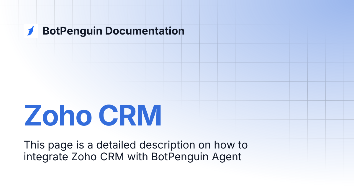 Zoho CRM | BotPenguin Documentation