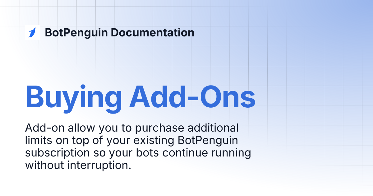 Buying Add-Ons | BotPenguin Documentation